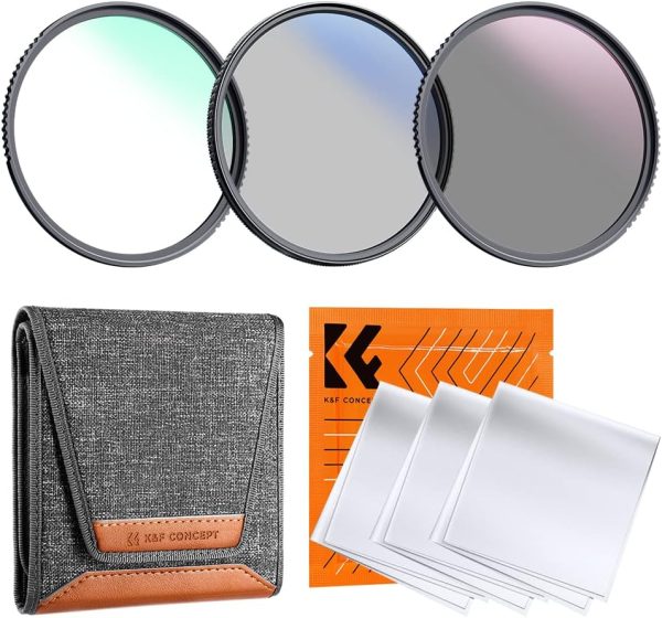 K&F Concept 55mm UV/CPL/ND Lens Filter Kit (3 Pieces)-18 Multi-Layer Coatings, UV Filter + Polarizer Filter + Neutral Density Filter (ND4) + Cleaning Cloth+ Filter Pouch for Camera Lens (K-Series) - Image 9