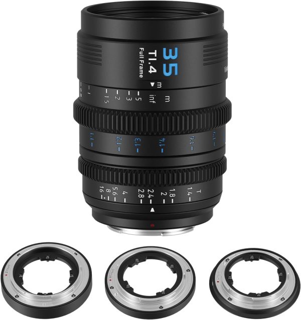 SIRUI VP-1 Vision Prime 1 T1.4 Full Frame Cine Lens, 35mm Manual Focus Cinema Lens with Pre-Installed E Mount, Interchangeable RF/Z/L Mounts (Black) - Image 9